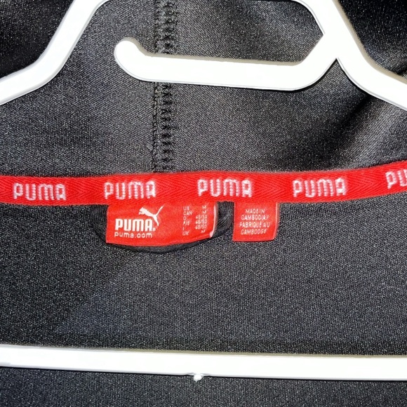 PUMA Size M Men’s Black & Embroidered Grey/White Zip Up Sweater w/Hood NWOT $75 - Picture 6 of 13